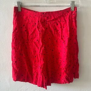 Zara Red Shorts with Black Dot Print